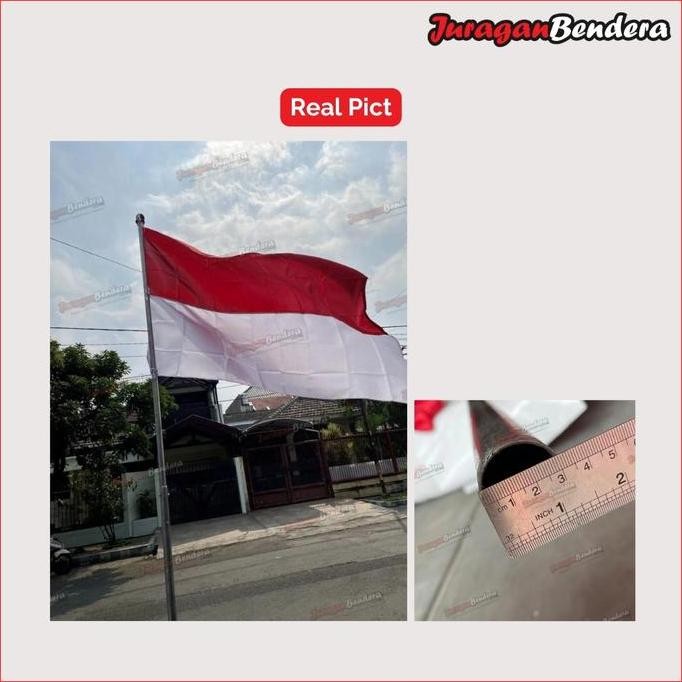 (Allthebest) Tiang Bendera Rumah 3M + Bendera Merah Putih Rumah