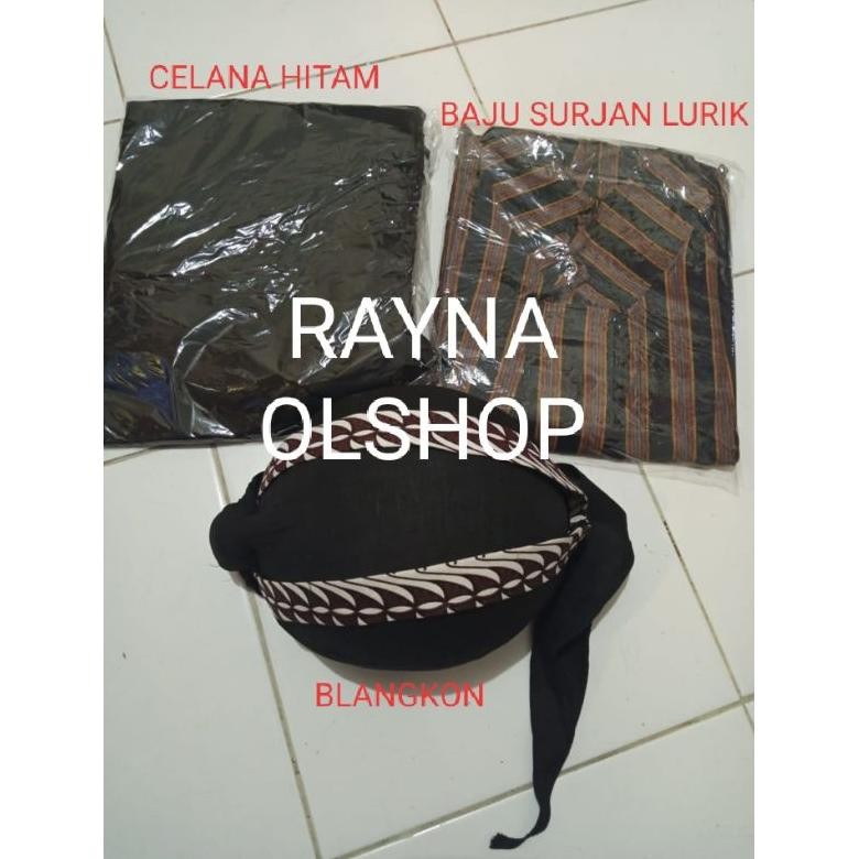 SURJAN LURIK COKLAT CELANA HITAM BLANGKON 1 SET LENGKAP SURJAN LURIK SORJAN PAKAIAN PRIA TRADISIONAL