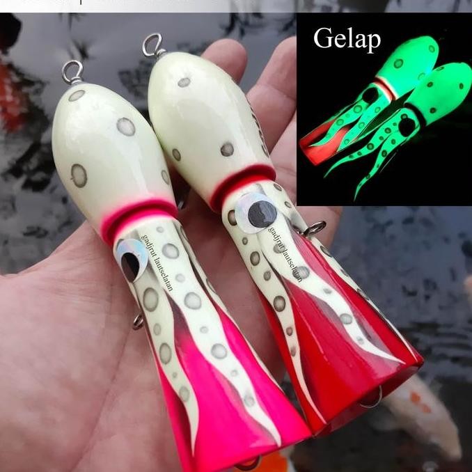 

popper gurita 90gr glow in the dark calamary gid stok terbatas