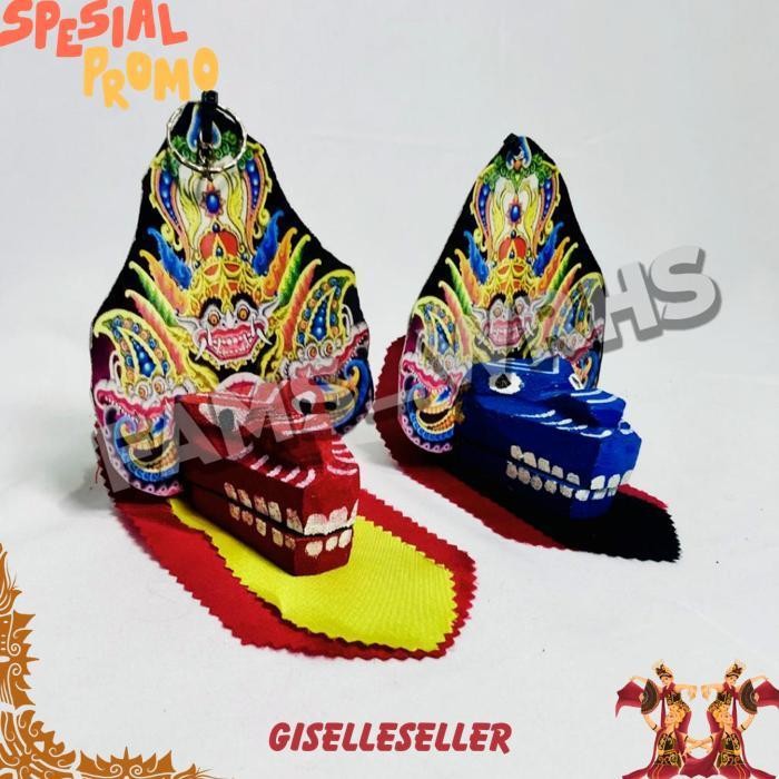 Gantungan Kunci Barongan Bahan Kayu Miniatur Barongan Jawa Timur