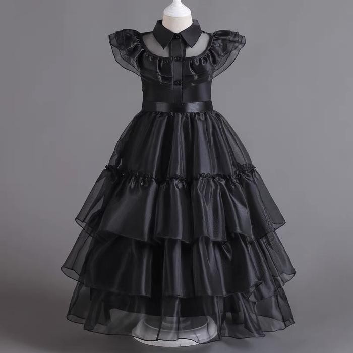 Kif Wednesday Kids Black Dress / Kostum Wednesday Dress Hitam Anak Baju Fashion