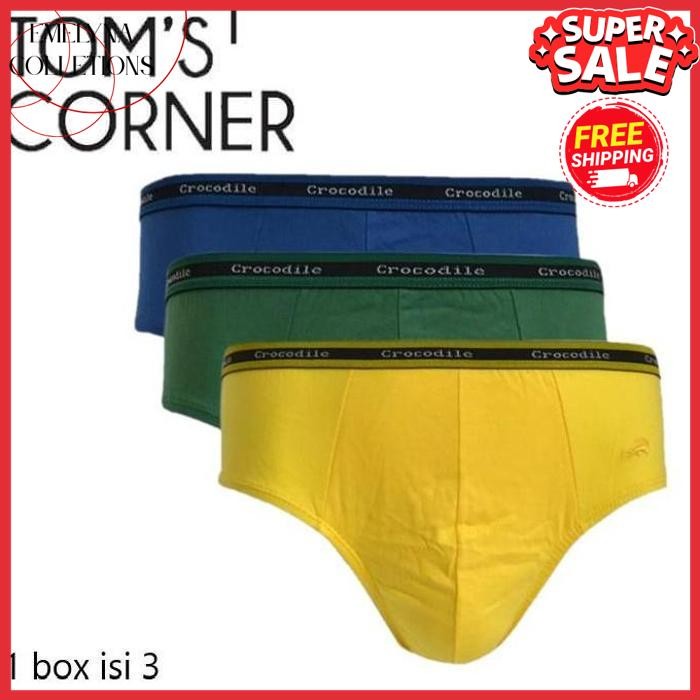 PREMIUM [ ISI 3 ] CELANA DALAM CROCODILE INTERNATIONAL BOX PUTIH-KUNING | PAKAIAN DALAM PRIA 241 BY 