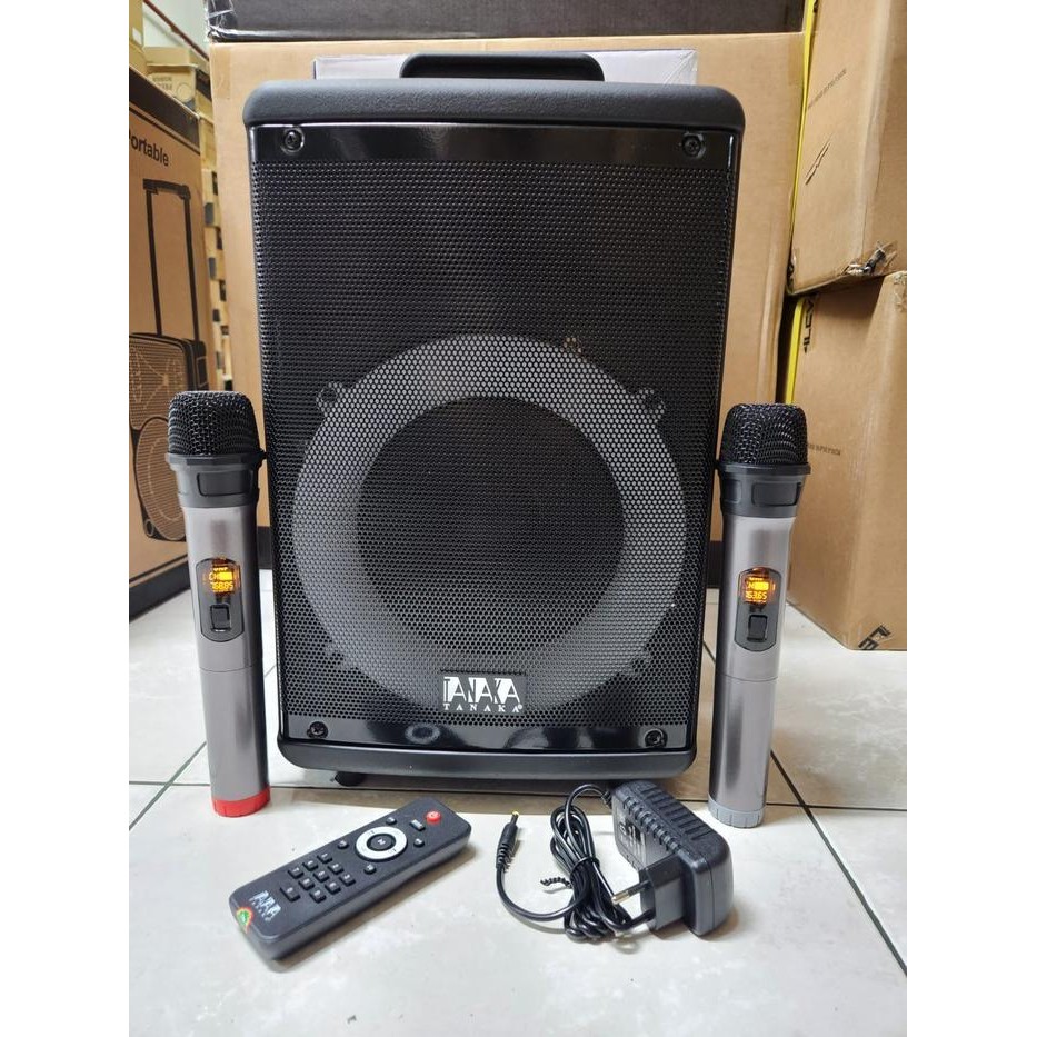 Speaker Portable AAA Tanaka Diamond Antrolley 8 Inch + Mic Wireless bluetooth Berkualitas Terbaru