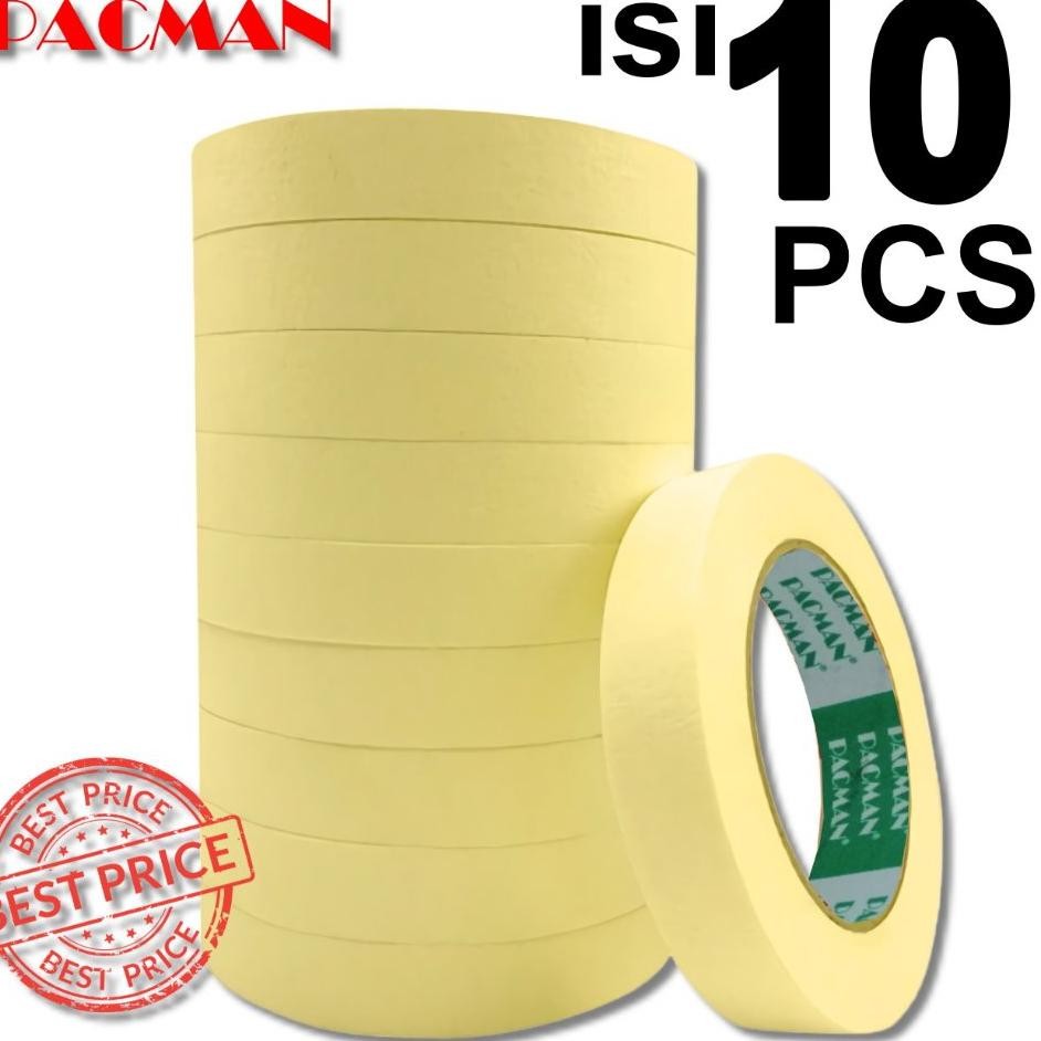 

10 Pcs Masking Tape Pacman Isolasi Kertas Lakban Selotip Isolasi