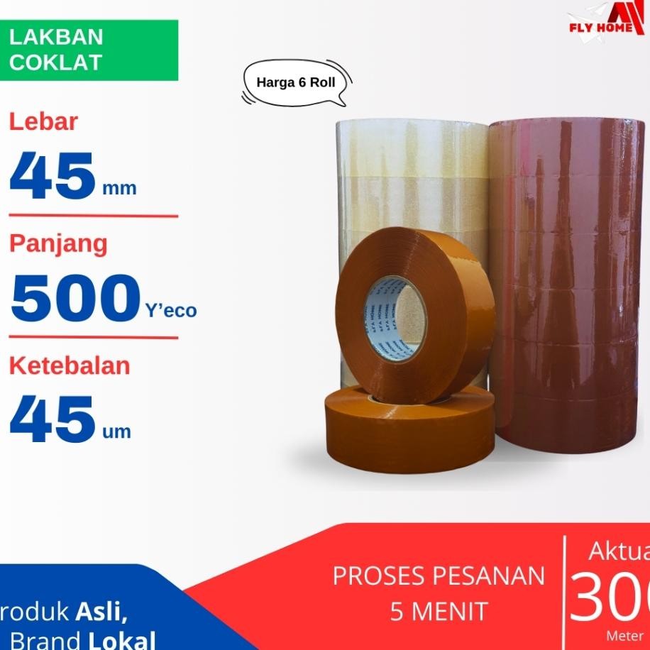 

Flyhome Lakban Coklat Yard 6 Roll 45Mm X Yard Lakban Jumbo Yard Eco
