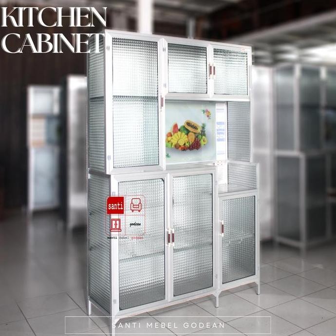 Lemari Dapur Rak Piring Aluminium 3 Pintu Mdr Silver Bmctrap Tebal