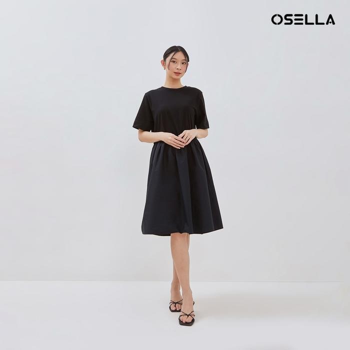 Dd [New] Osella Contrast-Panel Midi Dress In Black 2157400243 | Midi Dress Wanita