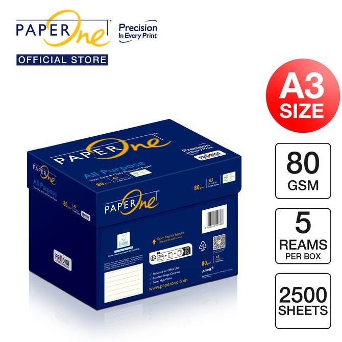 

BEBAS ONGKIR - PaperOne Kertas A3 80gr All Purpose 1 Box (2500 lembar) Kertas HVS B2B