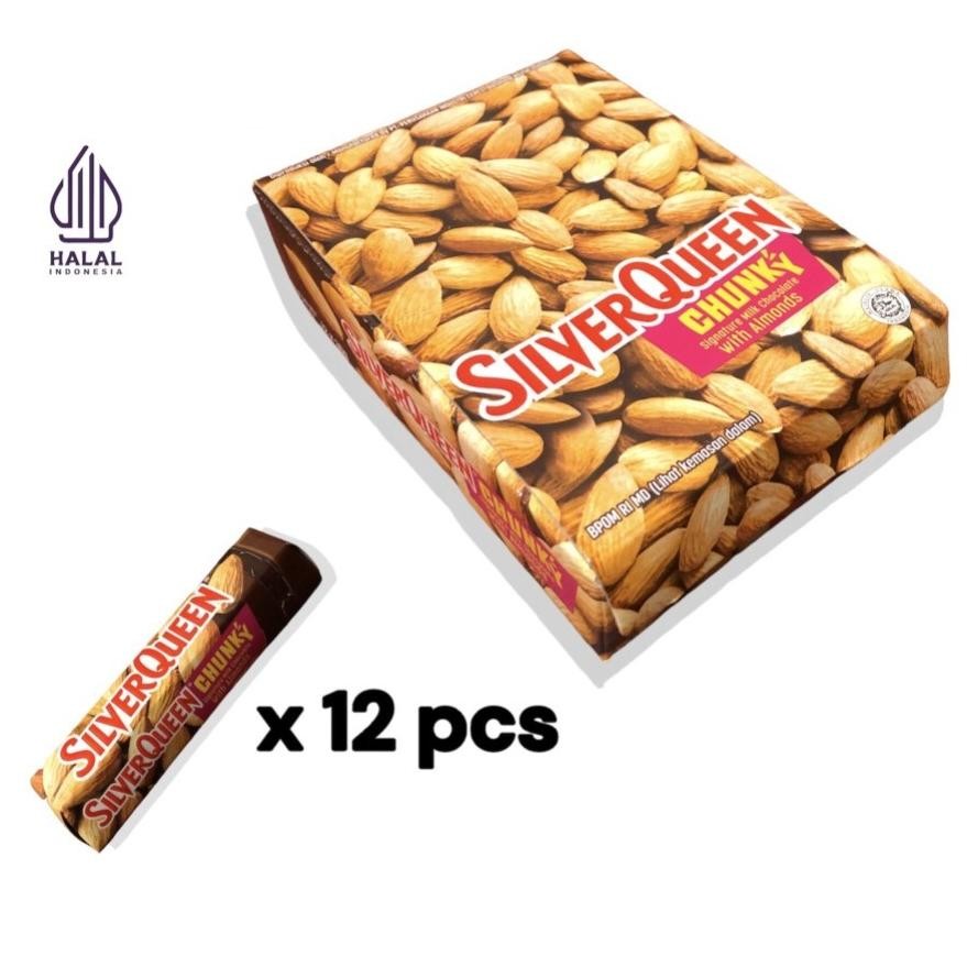 

Ready_Stock_Cod Silverqueen Chunky Bar Almond Mini 26 Gram 1 Box Isi 12 Pcs Fx-23