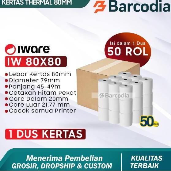 

( 1 DUS ) KERTAS PRINTER THERMAL 80x80 MM - 80MM - 80x80MM