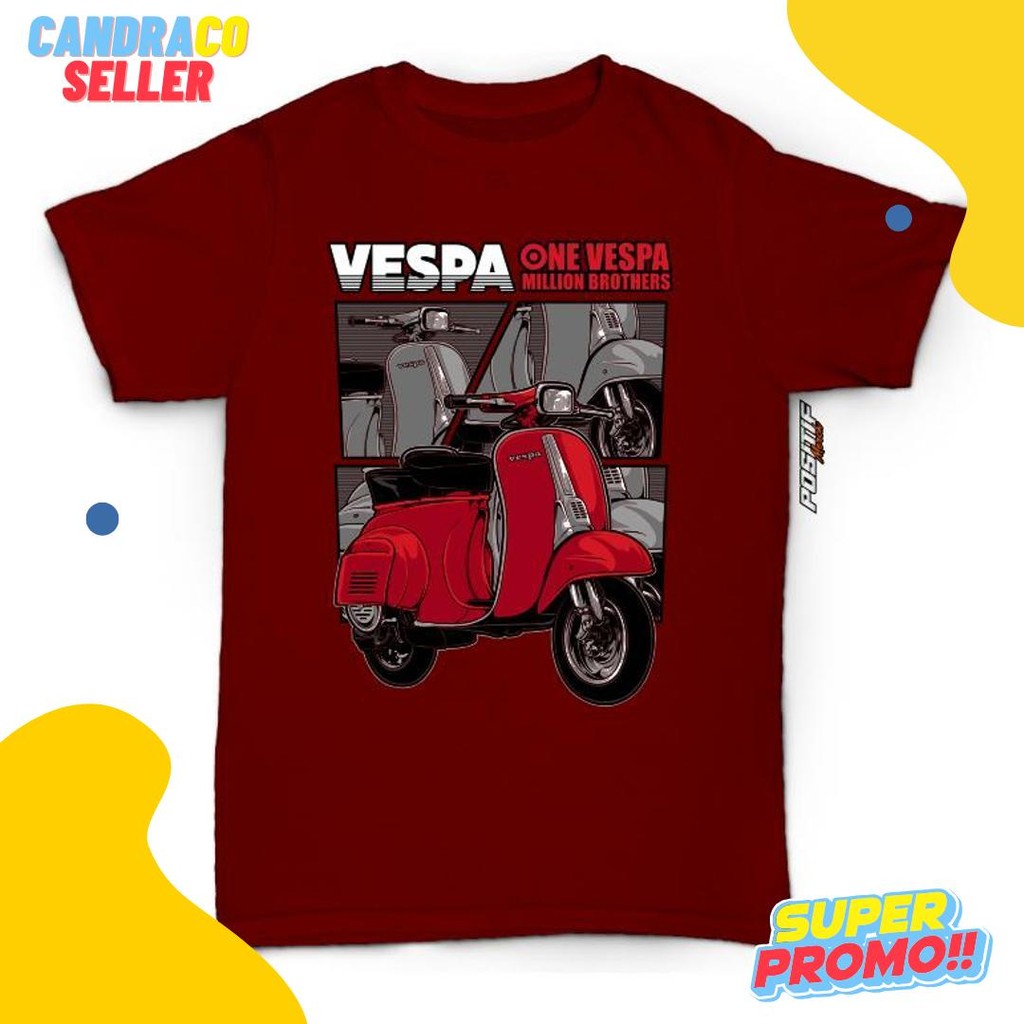 Positif Merch - Baju Kaos Anak Motor Vespa Merah Laki Perempuan Diskon