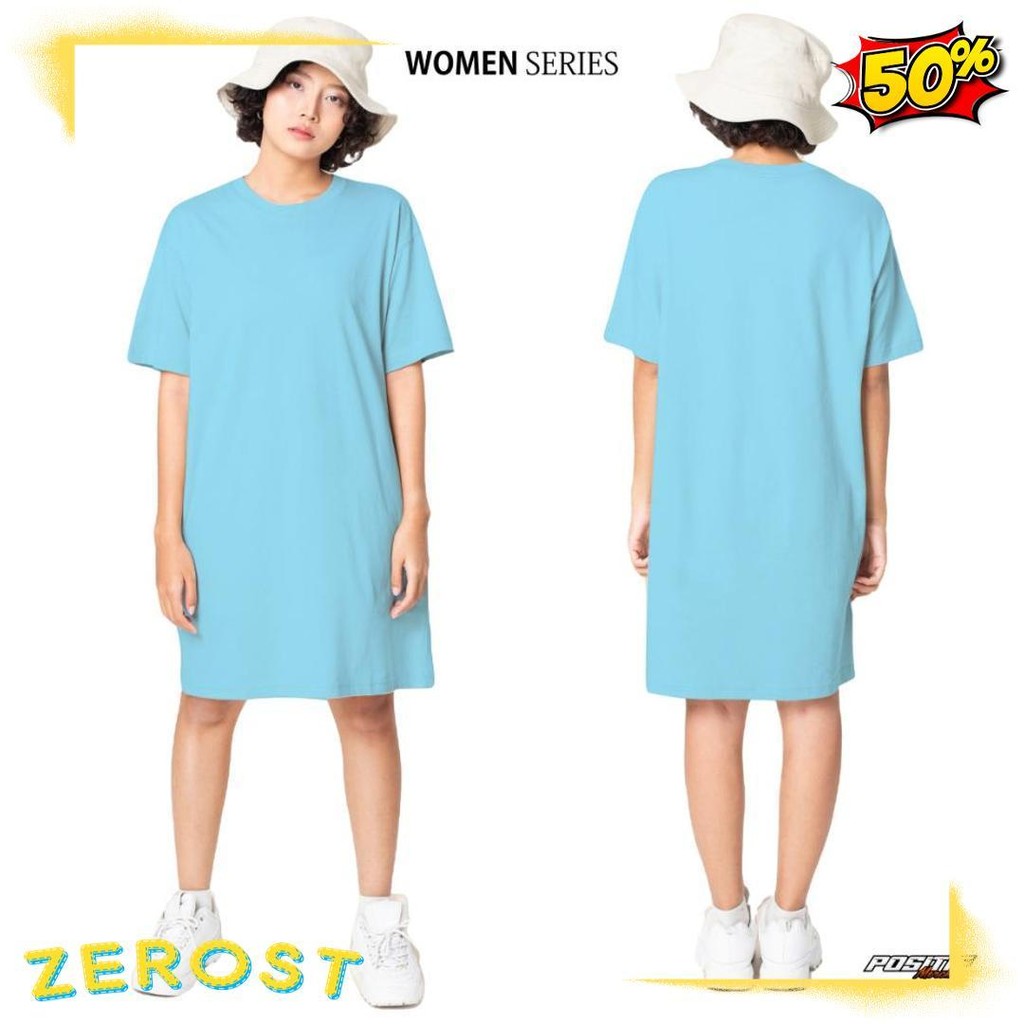 Baju Kaos Dress Wanita Lengan Pendek Dres Polos Wanita Oversize Jumbo Positif Merch Diskon