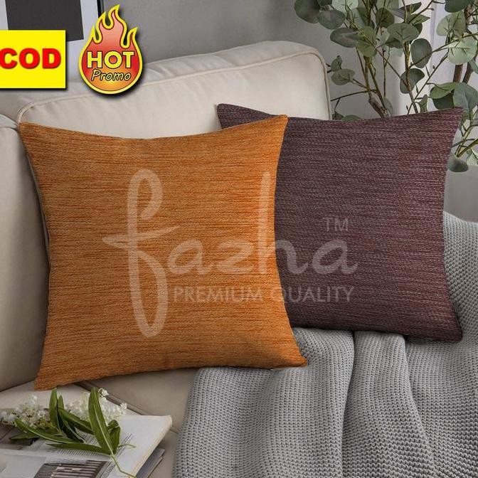 Sarung Bantal Sofa Kursi Tamu Motif Polos Hitam Orange Hijau 40X40