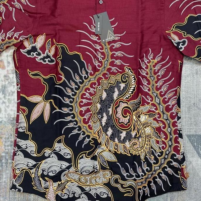 KEMEJA BATIK ALISAN SLIMFIT LENGAN PANJANG MOTIF TOSCA BIRU MAROON HITAM