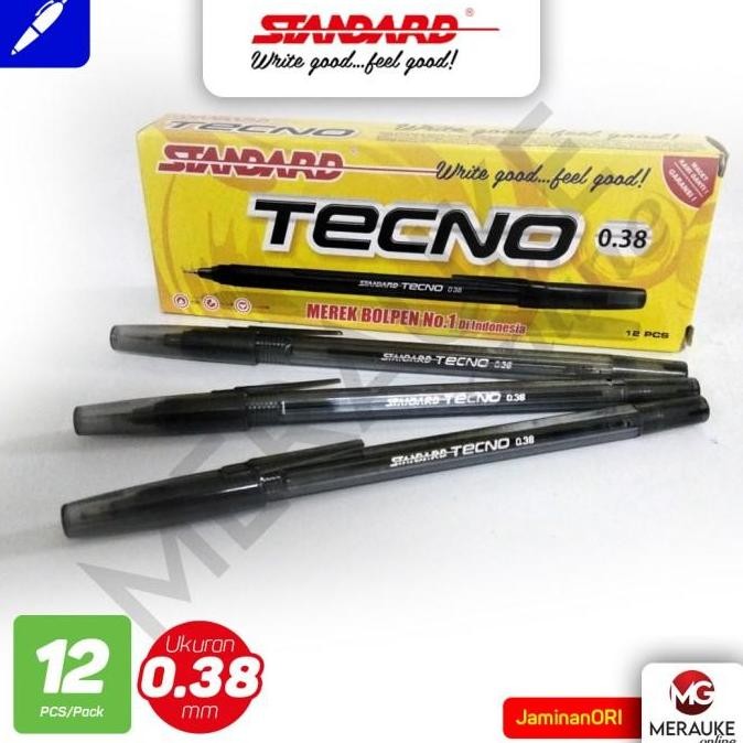 

Ballpoint Standard Tecno 0.38 - Hitam 12 Pcs