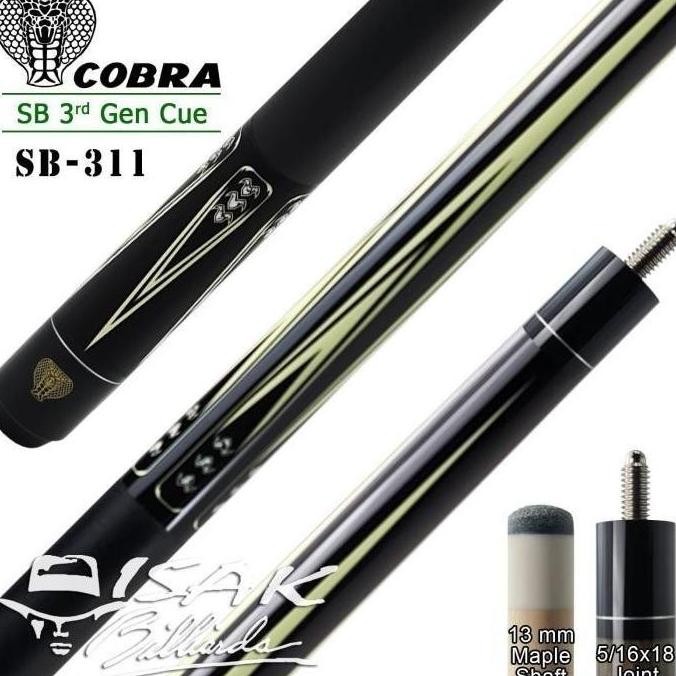 COBRA SB-311 POOL CUE - 13 MM MAPLE BILLIARD STICK STIK TERBATAS