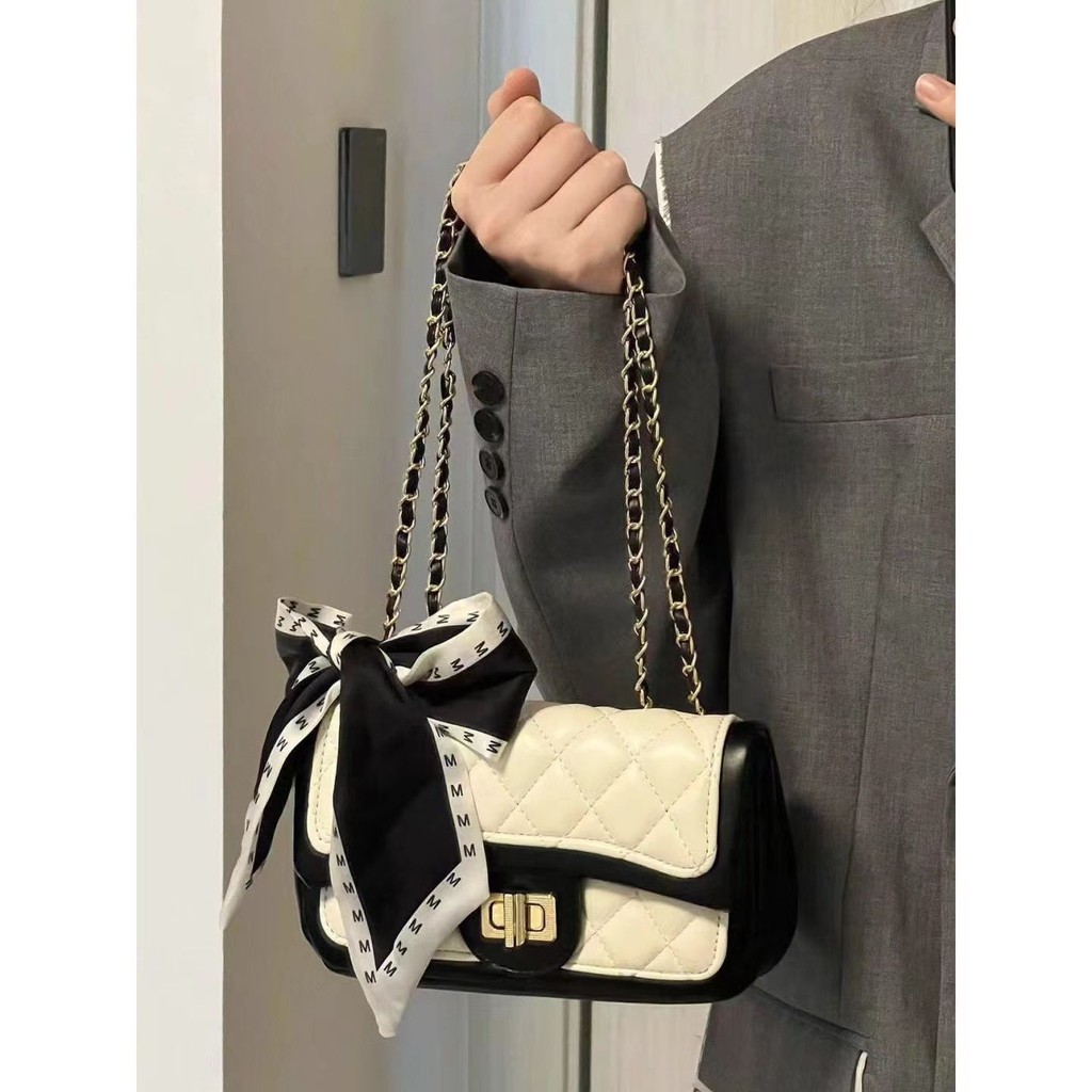 【Tas Bagus】【COD】Tas Rantai Berlian Elegan Gaya Korea Wanita Kecil Gaya Chanel Tas Selempang Bahu Mod