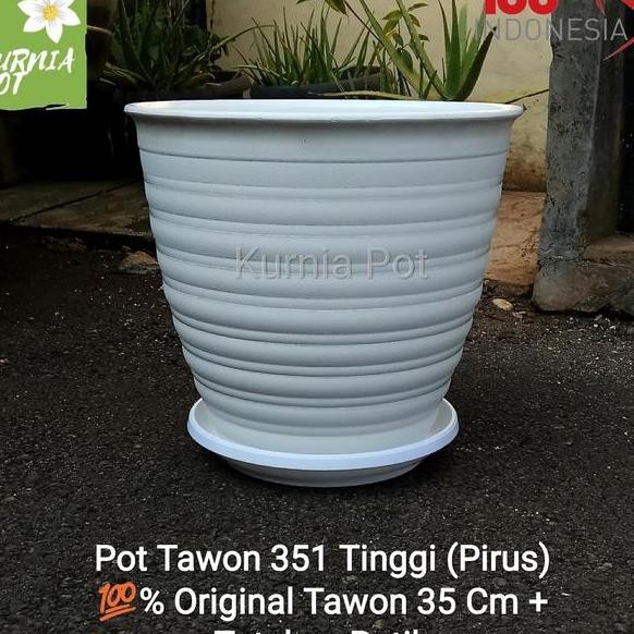 Pot Putih 351 Tinggi Pirus 35 Cm Tatakan