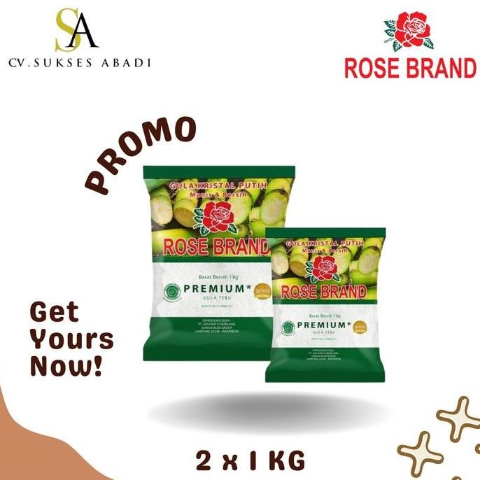 

Baru 2PCS Gula Pasir Premium 1Kg Rose Brand - Gula Tebu Kristal Hijau 2x1Kg