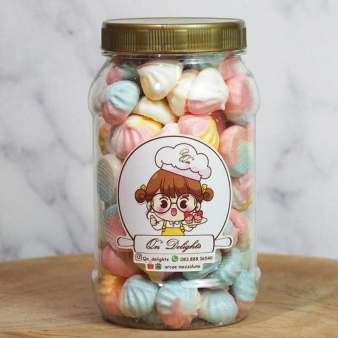 

Baru Swiss Meringue Cookies Kue Busa 500ml - Dessert Premium