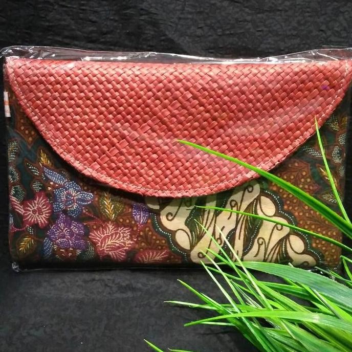 Clutch Batik Lawasan Anyaman Pandan Dompet Tas Gift Khas Indonesia 022