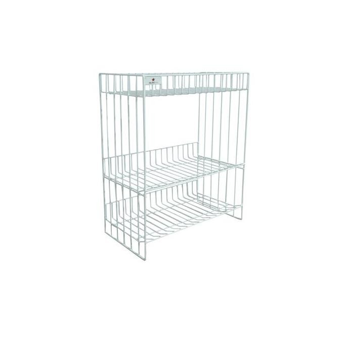 Rak Bumbu Dapur 3 Susun / Rak Meja Hanoi Delimastar Plastik Putih Rak  Besi