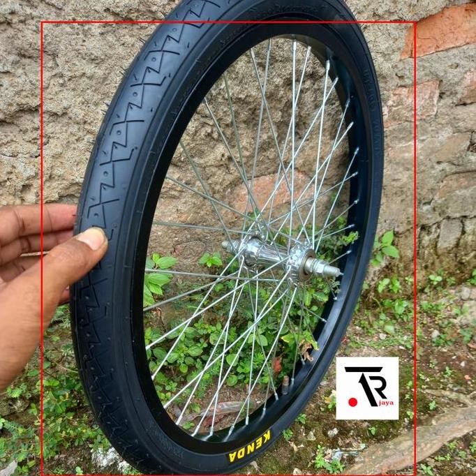 Roda sepeda 20 in lengkap ban 20 x 1.75 kenda lengkap depan belakang KS