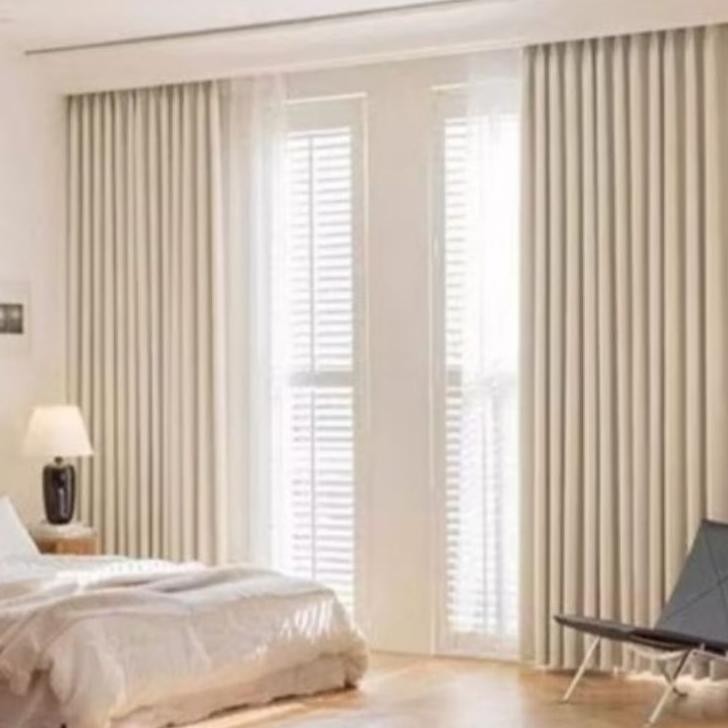 Gorden Blaout Doff Polos12Gelembung Hordeng Jendela Panjang Pembatas Ruang Tamu