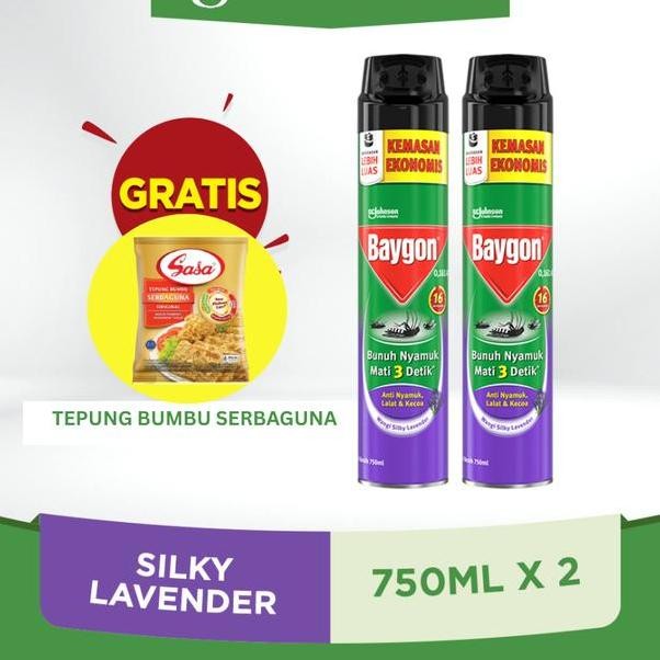 

Baygon Silky Lavender 750Ml X2 Free Tepung Bumbu Sasa