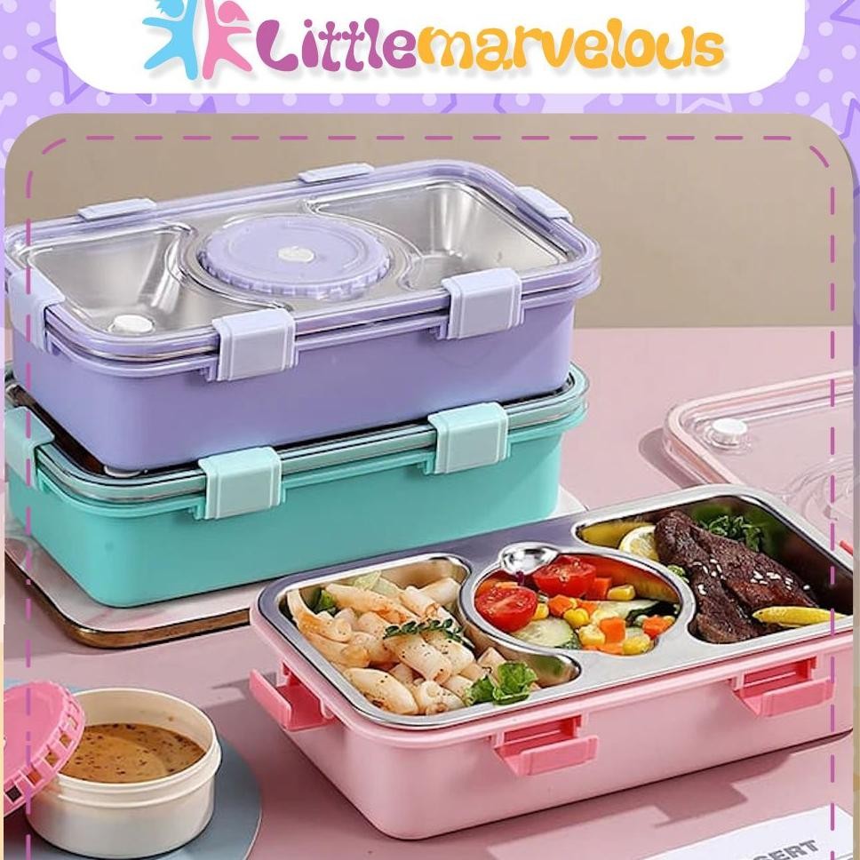 Stainless Sus 304Kotak Makan Bekal Lunch Box Sekat