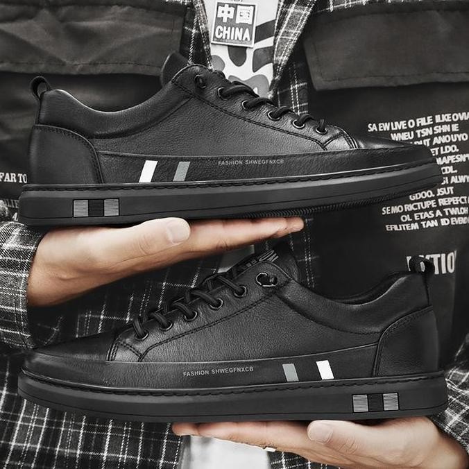 Leedoo Sepatu Kulit Pria Casual Sepatu Hitam Kerja Formal Sepatu Sneakers Pria Putih Mc444