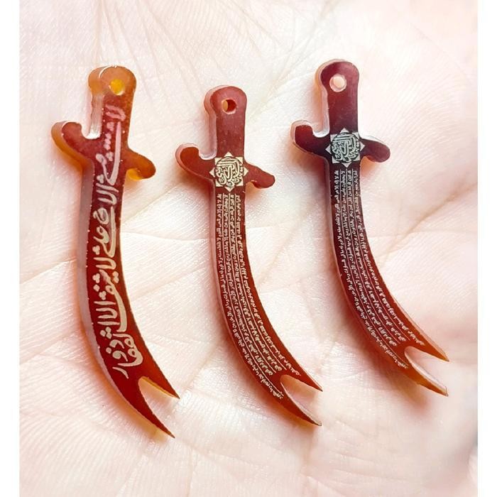 Liontin Kalung Batu Akik Pedang Zulfikar Hiriz Ayat Kursi dan Hadis