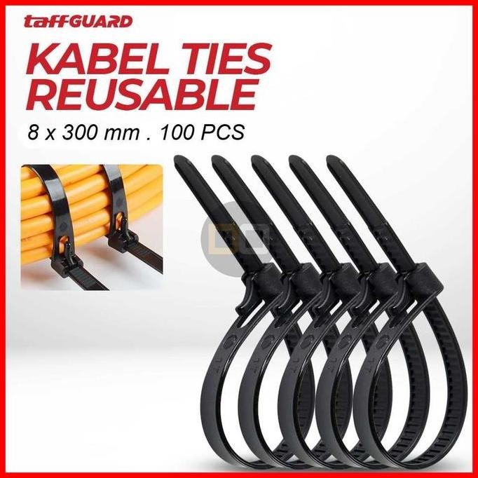 

Diskon! Kabel Ties Reusable 30cm x 8mm Hitam - Zip Tie Bisa Pakai Ulang Isi 100 PCS ZYCN