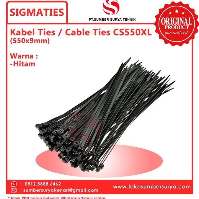 

Diskon! Kabel Ties Sigma CS550XL 550x9mm Hitam Super Jumbo - 100pcs