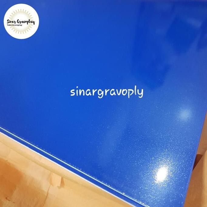 

TERBARU - gravoply biru terang teks putih bahan gravir dll 120x60cm tebal 1.5ml