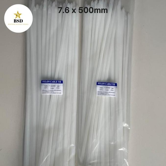 

Diskon! Cable Ties 7.6 x 500mm Warna Putih/Hitam - Kabel Tis 50cm Isi 100pcs