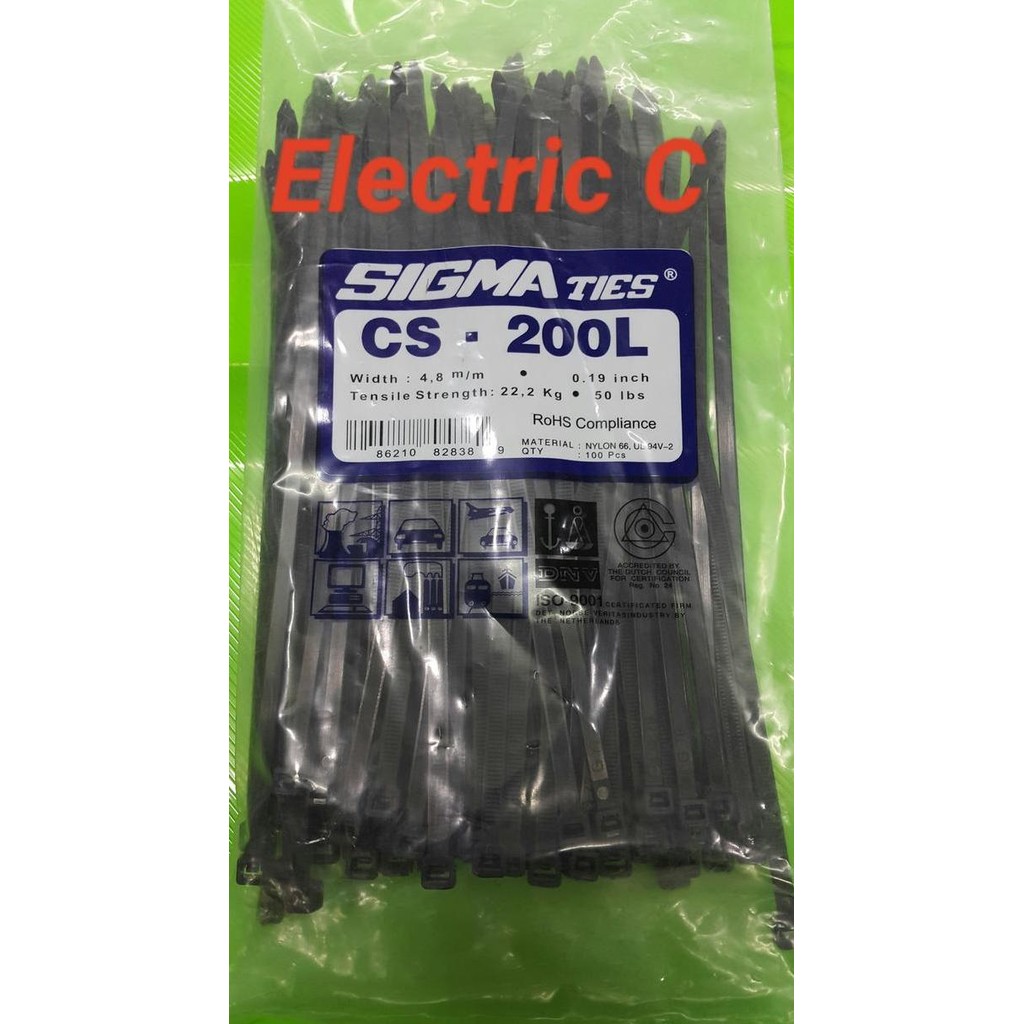 

Diskon! Cable Ties SIGMA CS-200L 20cm x 4.8mm Hitam Kabel Pengikat Kuat 100pcs