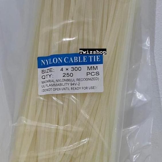 

Diskon! Cable Ties 30cm 4 x 300mm Isi 250pcs Nylon Warna Hitam Tahan Tarik