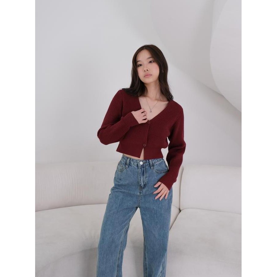 [CNY Collection] Mu Fen Two Button Crop Cardigan / Outer Knit / Cheongsam Blouse / CNY Top / Atasan 