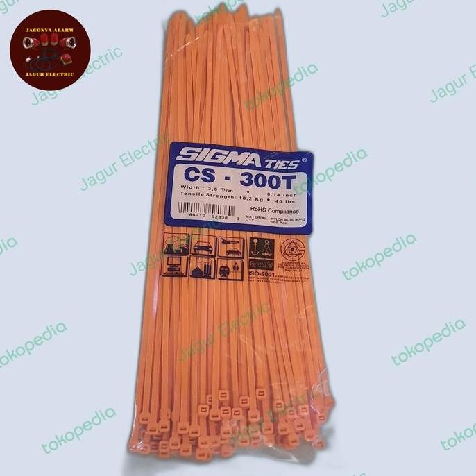 

Diskon! Cable Ties Sigma CS-300T 30cm x 3.6mm Orange - Kabel Tis Warna Cerah