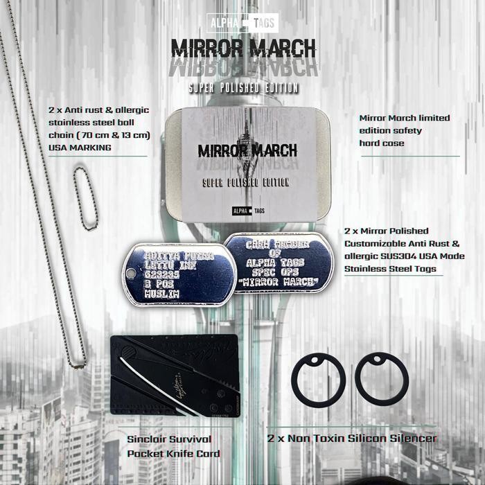 TERBARU Dogtag Super Polished USA MADE Mirror March Mengkilap custom Tentara