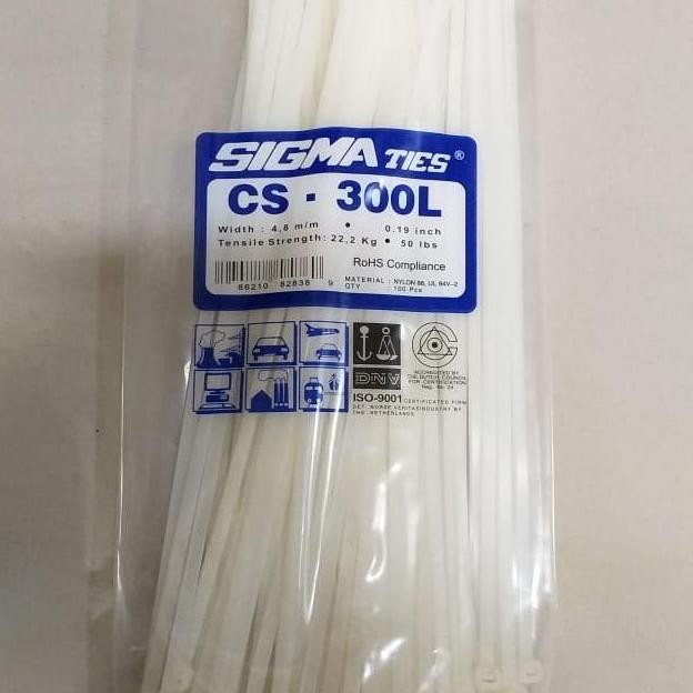 

Diskon! Kabel Ties SIGMA CS-300L Hitam Putih 30cm Isi 100pcs Cable Tie