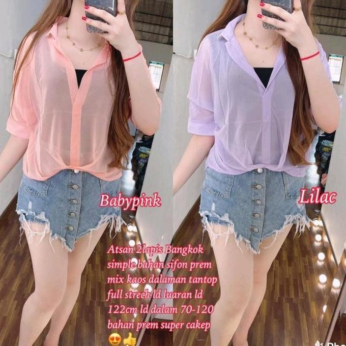 ATASAN SIFON POLOS FREE TANK TOP WANITA|BLOUSE POLOS|ATASAN WANITA KEKINIAN|ATASAN 2IN1 ZZS
