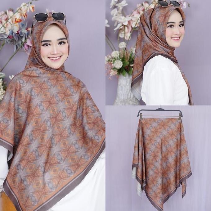 (Allthebest) ( SERIES TURKEY ) Hijab Motif Terbaru Segiempat Motif  Bunga Denay Motif 2024 Katun Voa