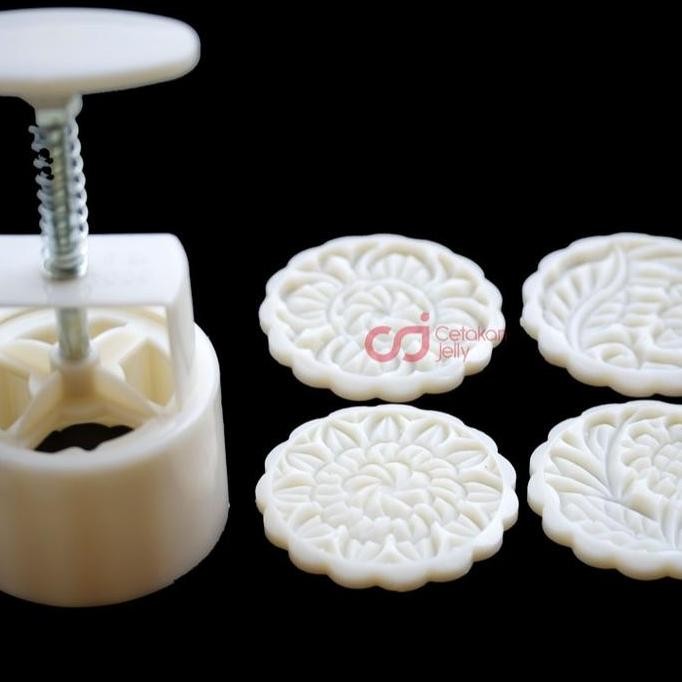 CJ Cetakan Press Kue Bulan Moon Cake Mooncake Bulat 100 gr 4 Model AS