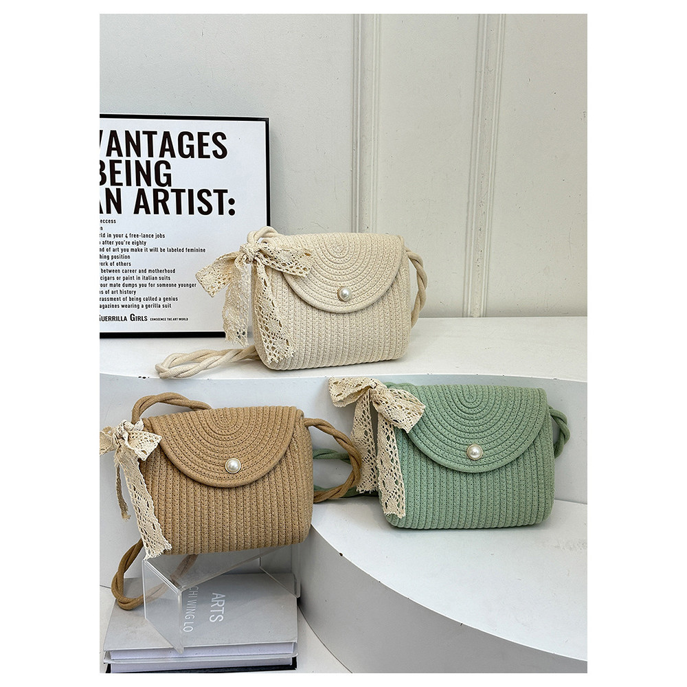 Straw Woven Bag Women2024New ins Fashion Versatile Rattan Bucket Bag Beach Woven Shoulder Crossbody 