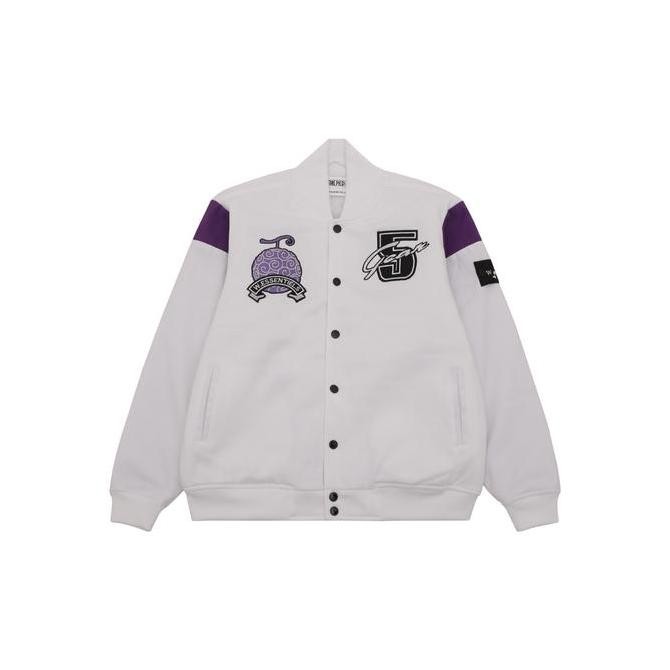 W.Essentiels x One Piece Gear 5 Collegiate Varsity Jacket Off White/Purple