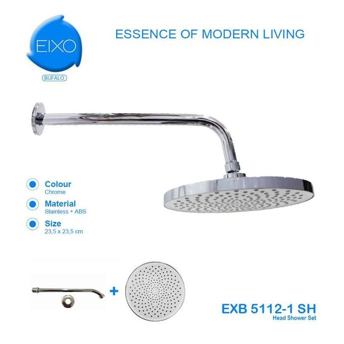 Eixo Bufalo Head Wall Shower Set Kepala Pancuran Mandi Chrome Bulat