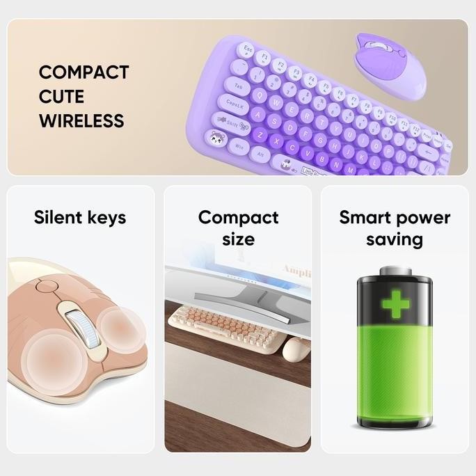 Mofii Keyboard Wireless Dan Mouse Wireless Set Little Bear Candy Co