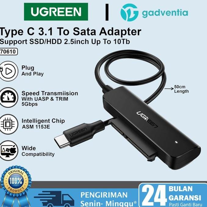 Ugreen Kabel Adapter Usb 3.0 To Sata 2.5" Up To 6Tb 10Tb Data Transfer Hard Drive Converter Hdd Ssd 